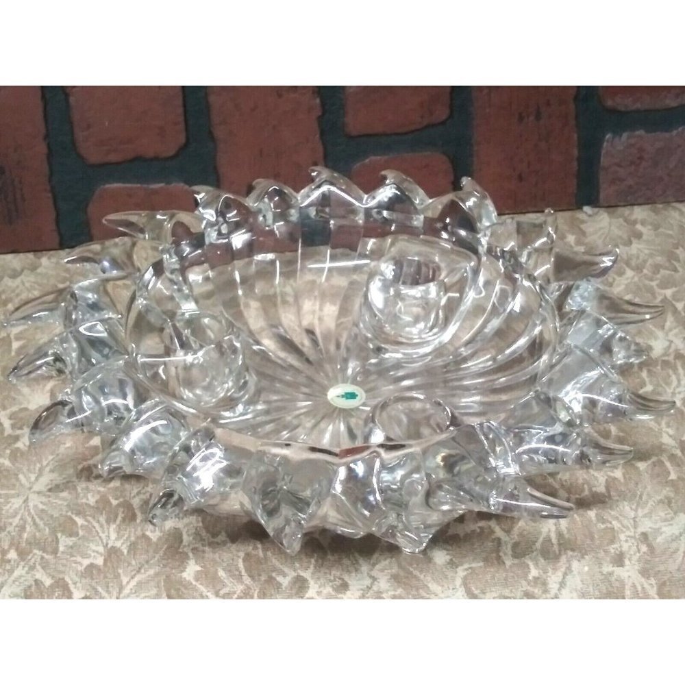 Partylite Candle holder Sun-burst Lead Crystal Made in Germany clear glass 9.5" - Picture 4 of 7